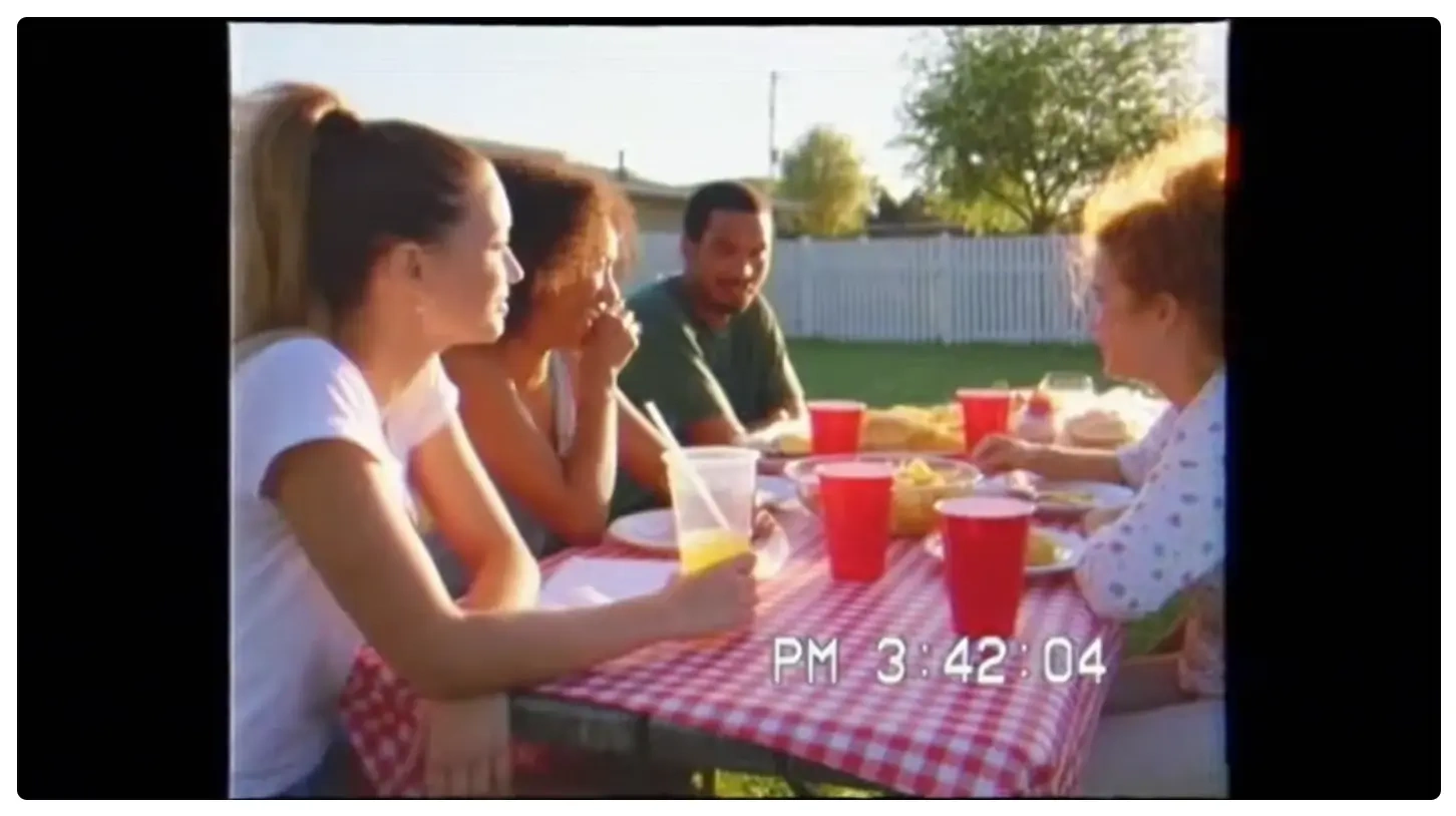 using a female photo generated vhs video of her home party