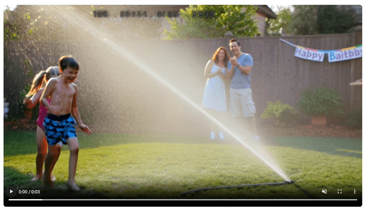 kling 3.0 generated vhs video of a family enjoying their party in the yard