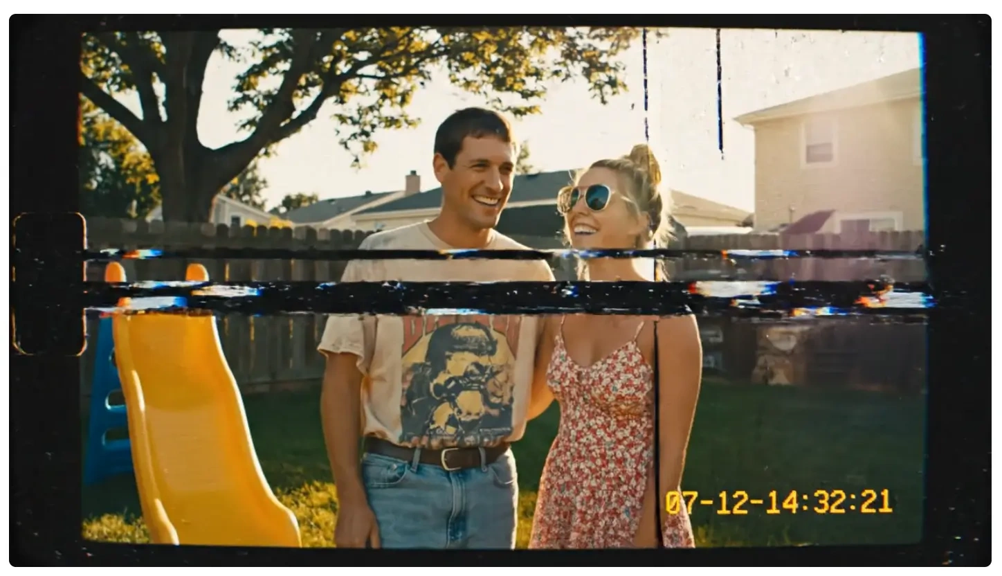 veo 3.1 generated vhs video of a couple talking and laughing