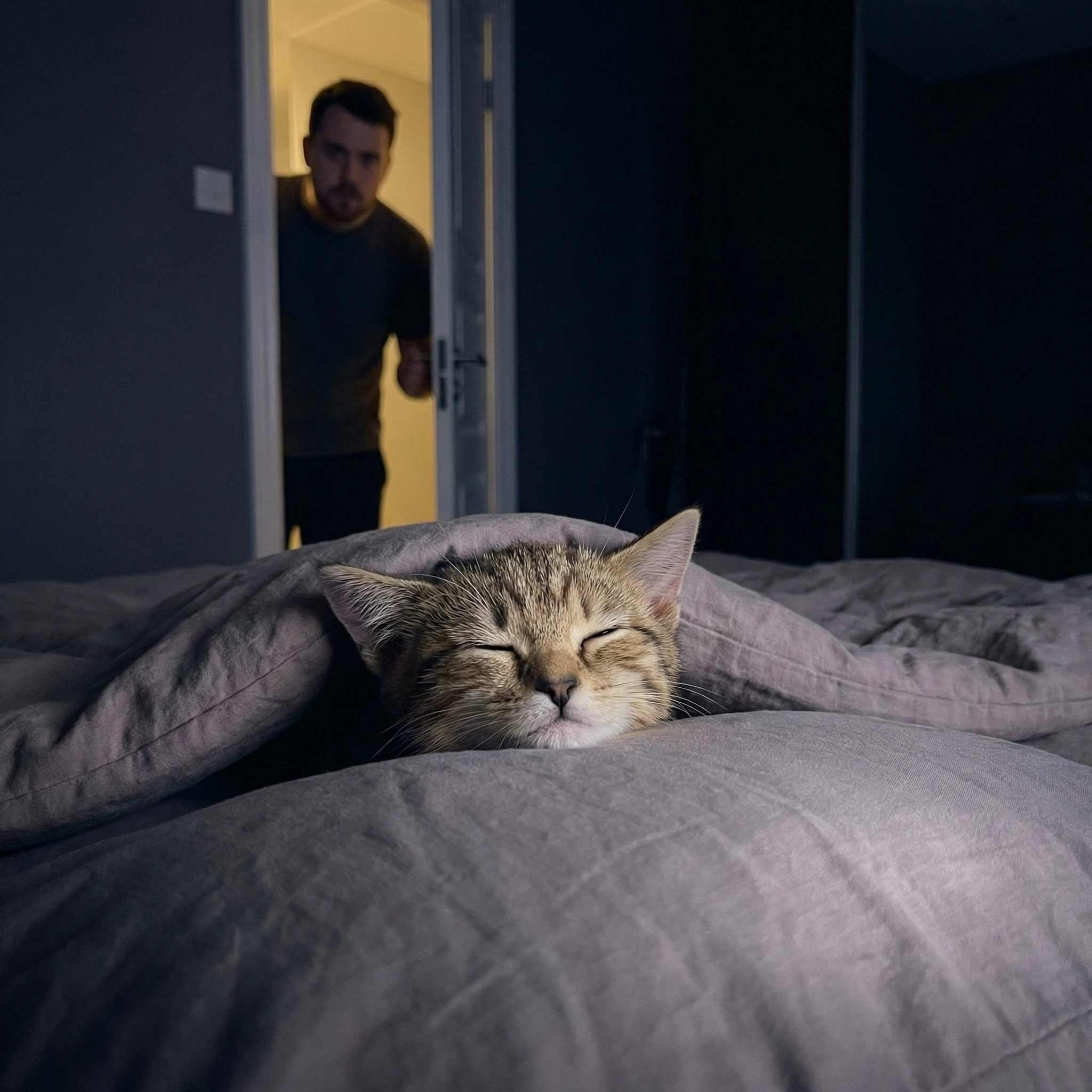 cat pretending to sleep