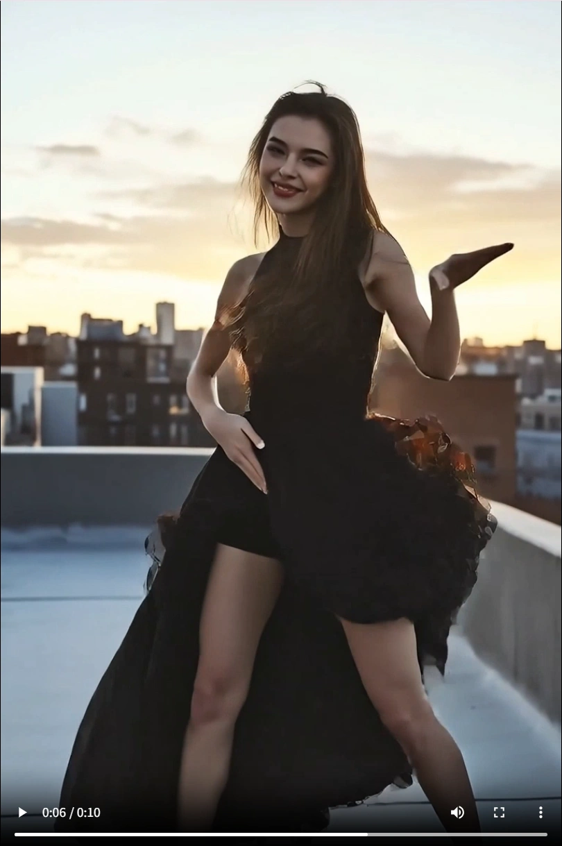 video screenshot of a girl in black dress dancing