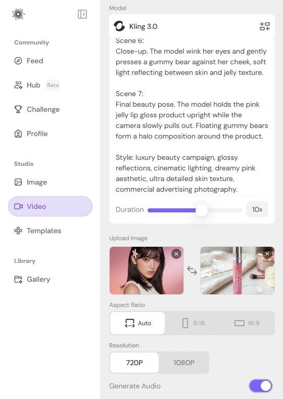 generate ai product ads video using kling 3.0 on piclumen