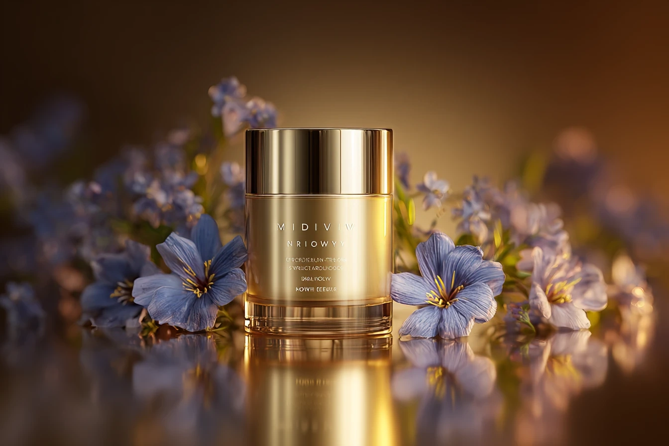 AI generated luxury skincare product advertisement created with Midjourney for commercial marketing visuals AI generated luxury skincare product advertisement created with Midjourney for commercial marketing visuals
