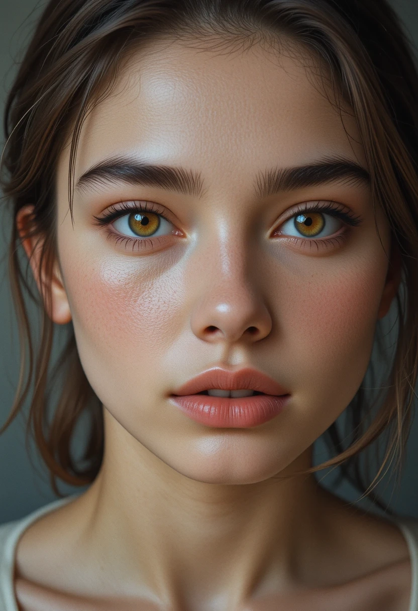 a woman portrait with overly smooth skin