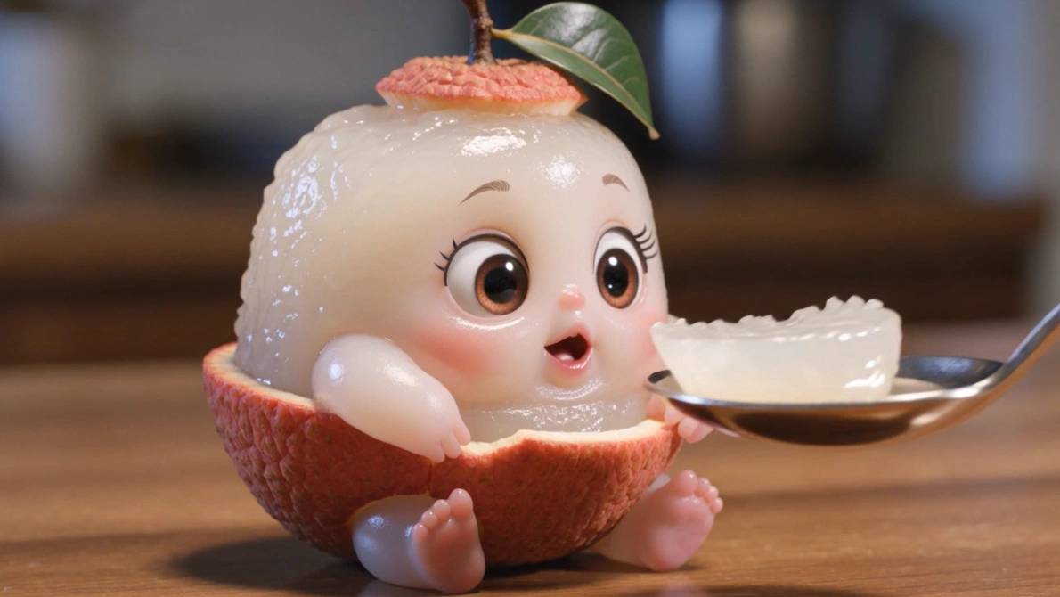ai lychee baby fruit eating fruit