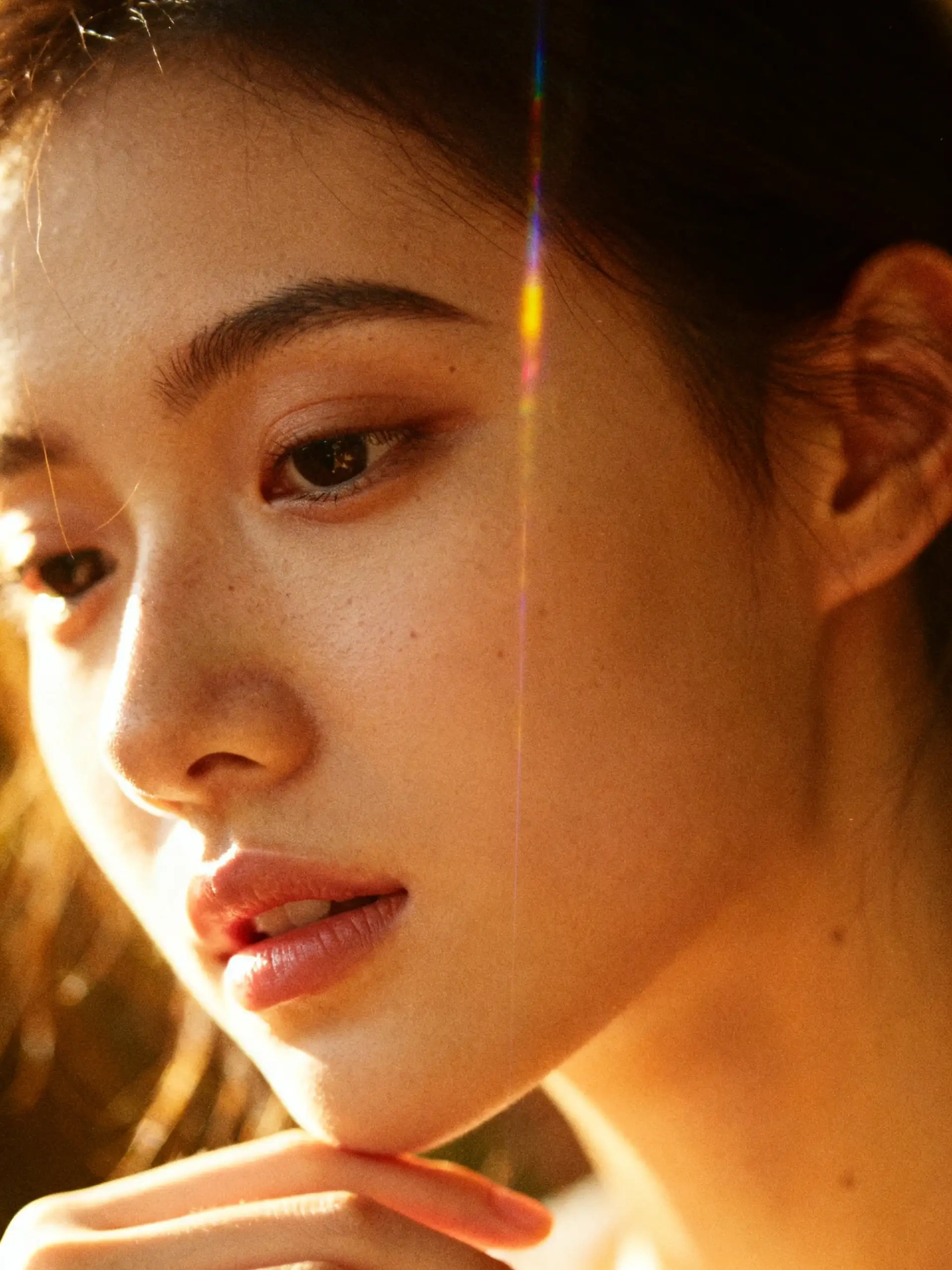 a close-up of a person's profile in realistic style