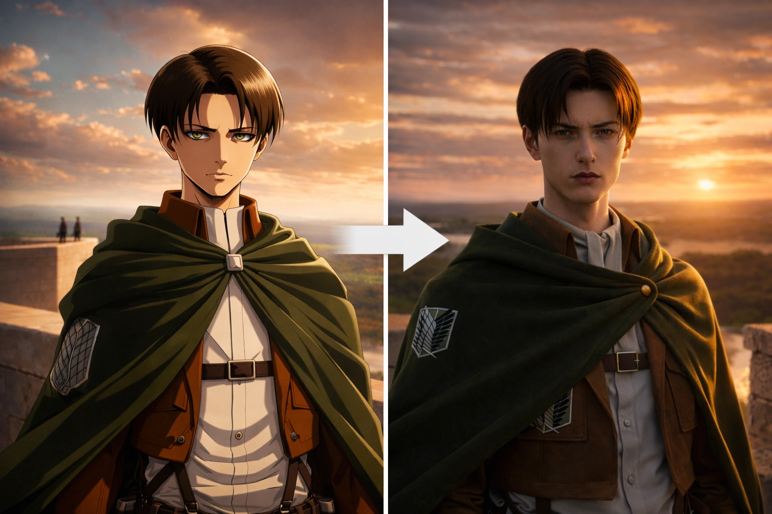 levi ackerman anime to realistic ai