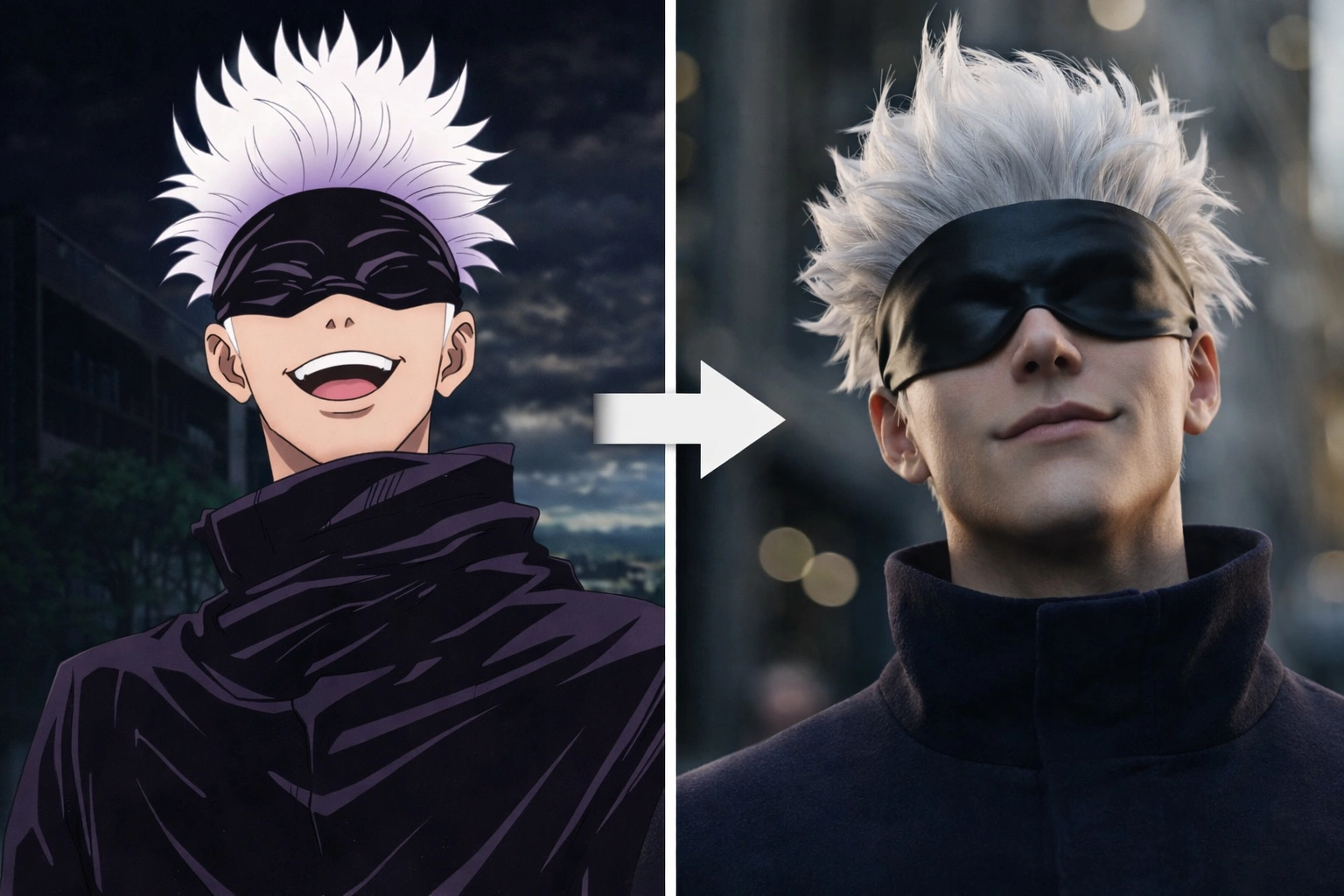 satoru gojo anime to realistic ai