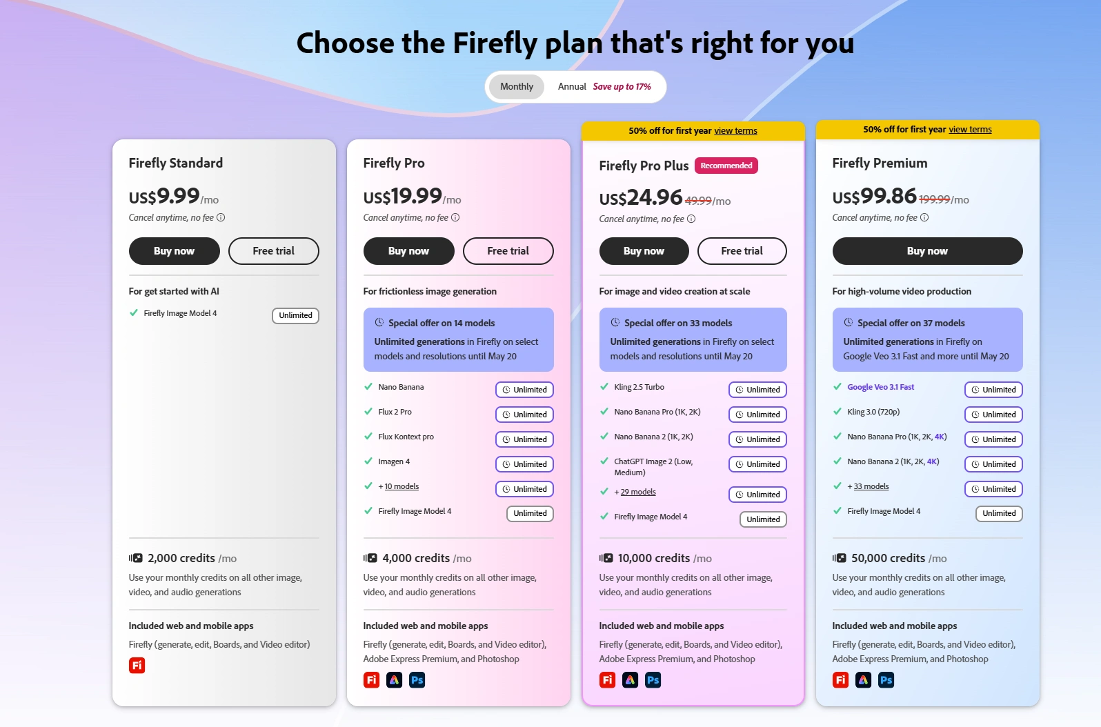 adobe firefly plans