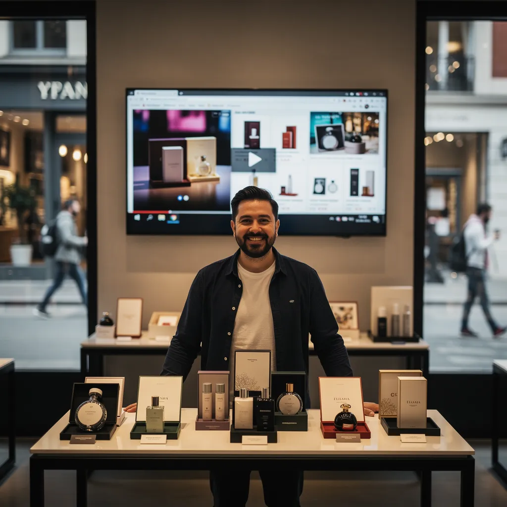 ECストアのプロモーション用に、プレミアムなAI生成シネマティック動画コンテンツで商品を紹介している小規模事業者。