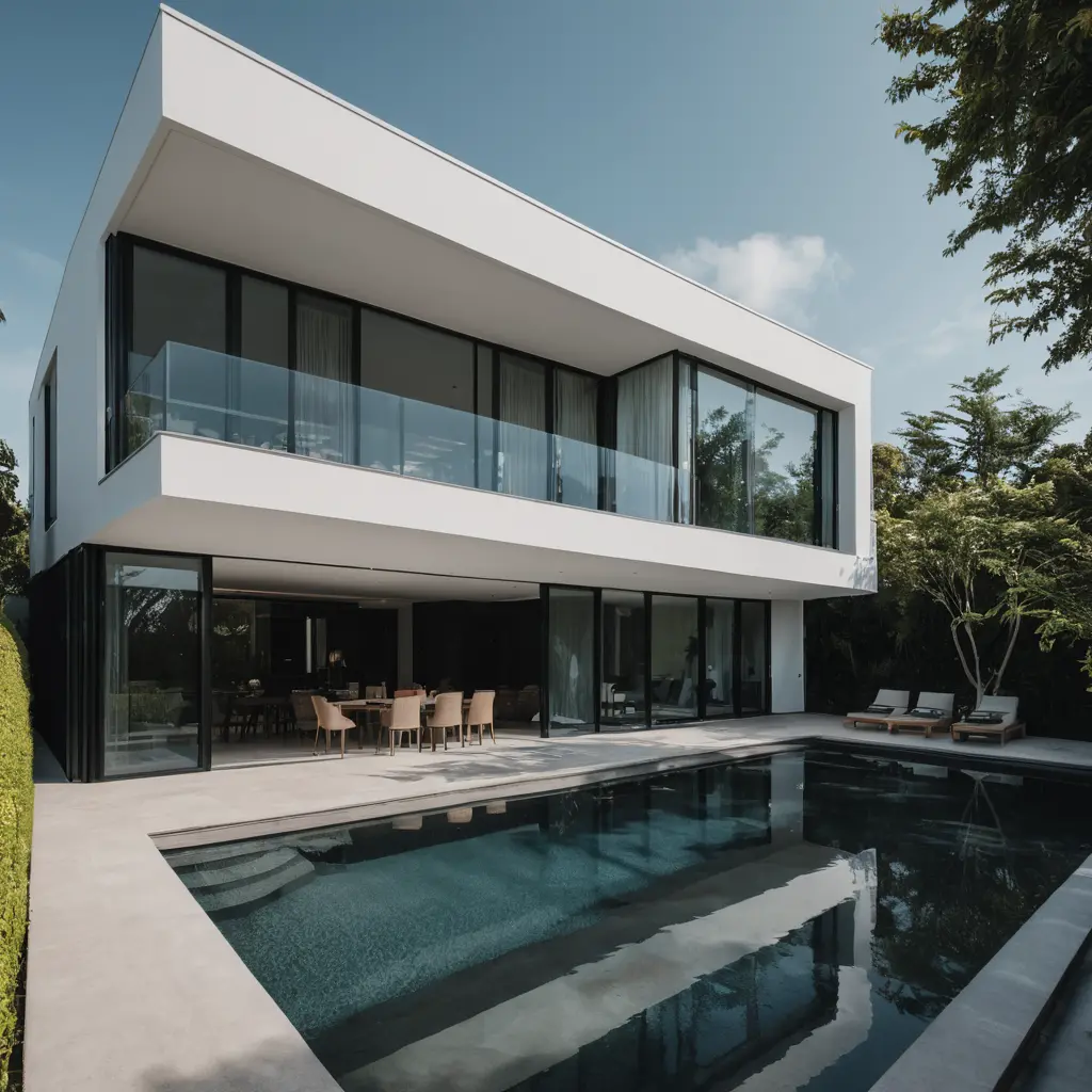Modern villa exterior in crisp architectural photography