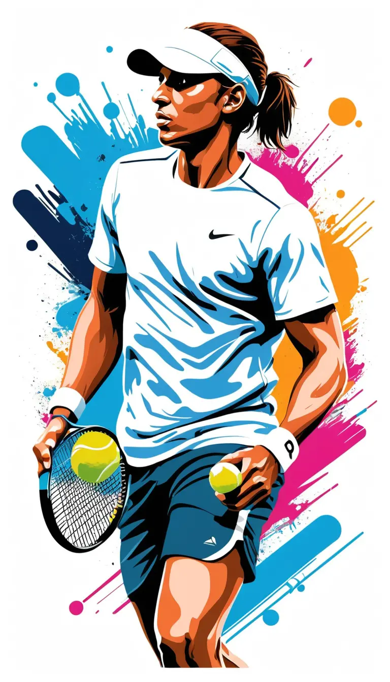 Vector illustration of a tennis player side view sticker