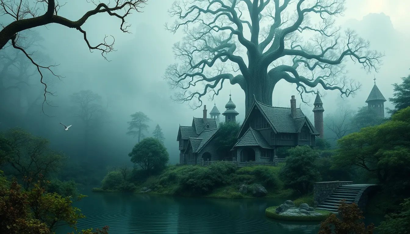 Enchanted Elfin Treehouse Village In Mystic Forest