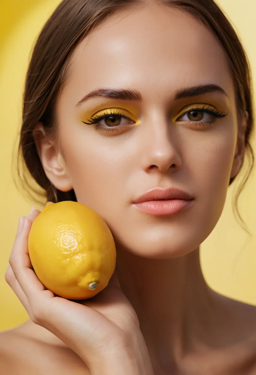 Sensual anthropomorphic lemon with feminine human features