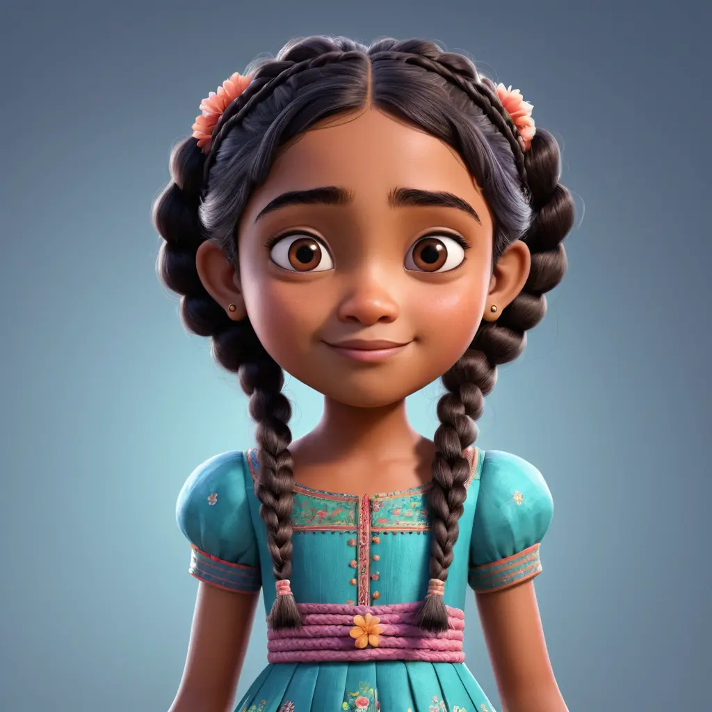 3d illustration of a young bangladeshi girl in a dress