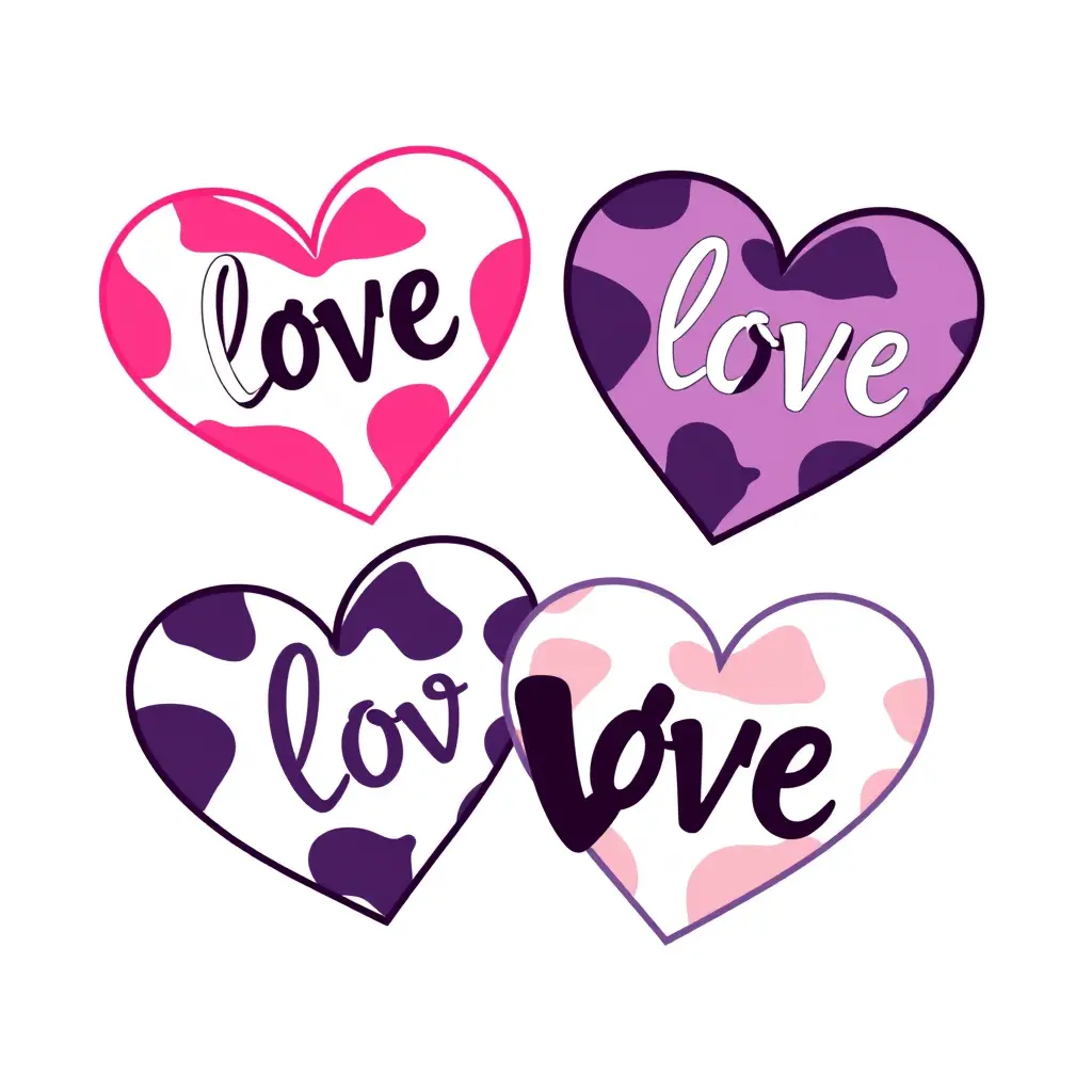 Groovy cow print love hearts t shirt vector design