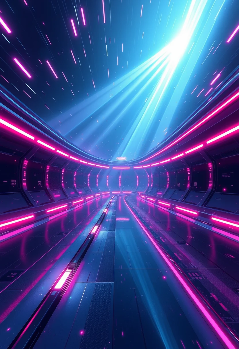 未來感科幻賽車跑道與發光霓虹能量