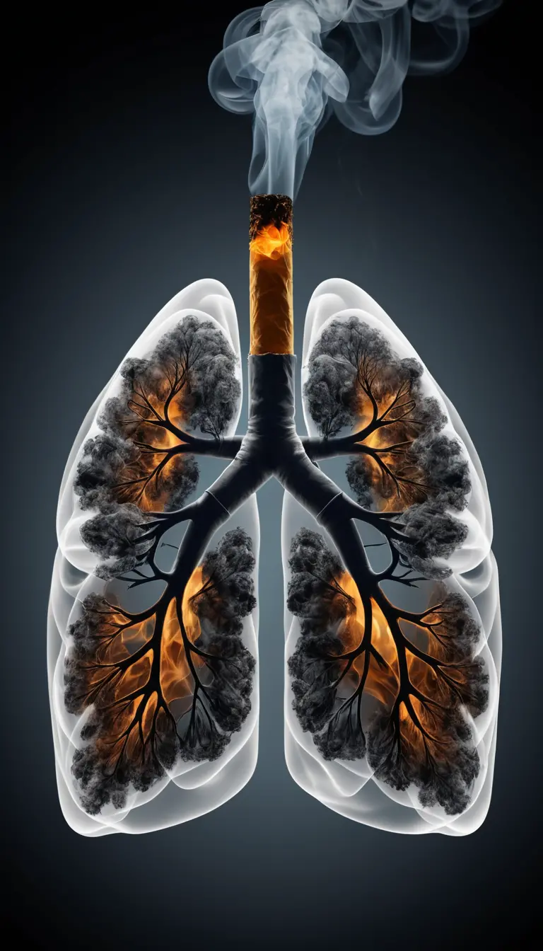 Cigarette Smoke Forming Human Lung Silhouette Illustration