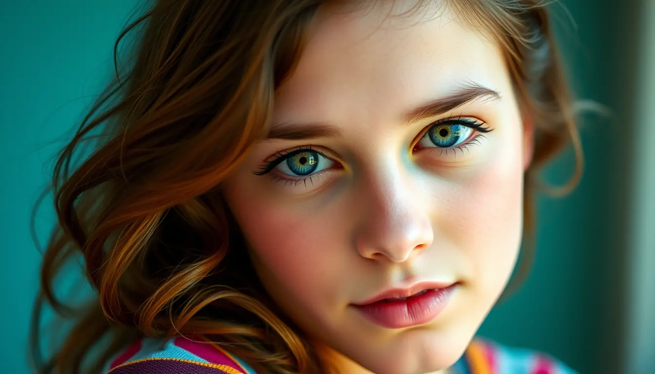 Young woman close up portrait with soft dreamy light