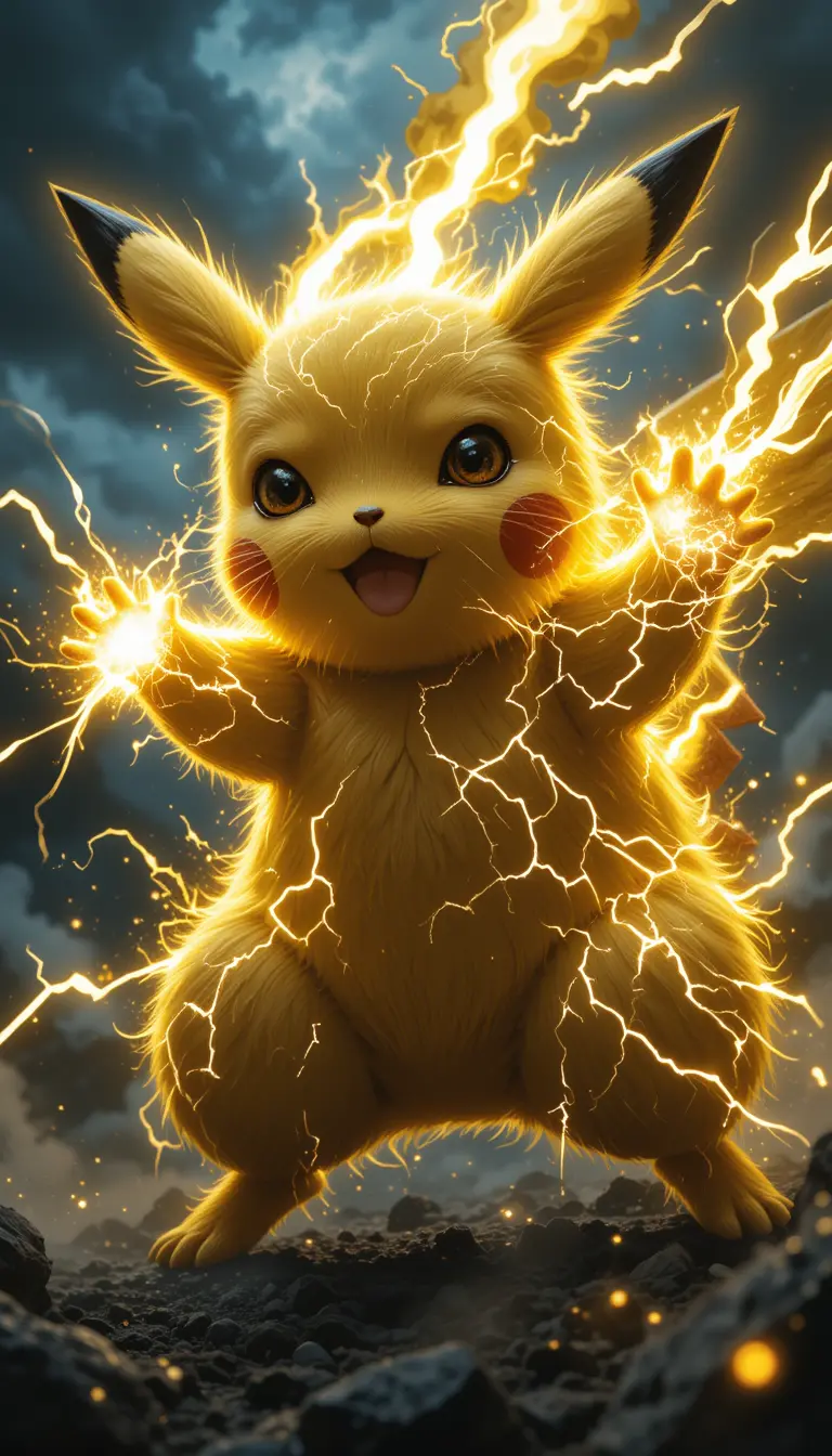 Anime creature charging a powerful lightning attack