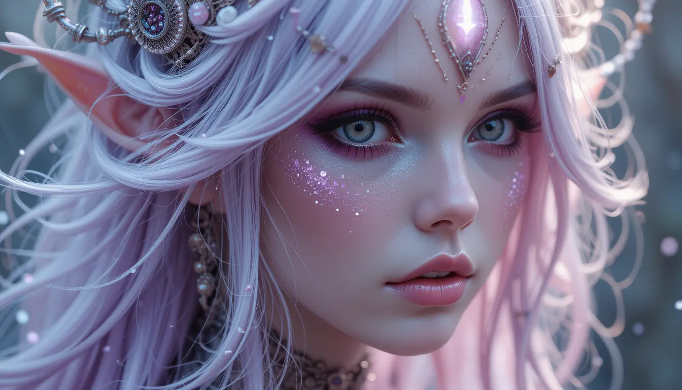 Mystical fantasy girl in an ethereal close up portrait