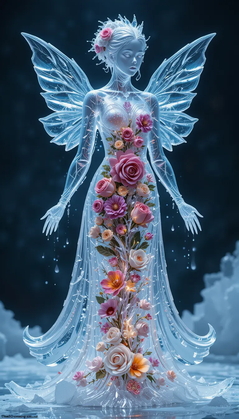 Ethereal Ice Maiden Blooming With Vibrant Spring Flowers