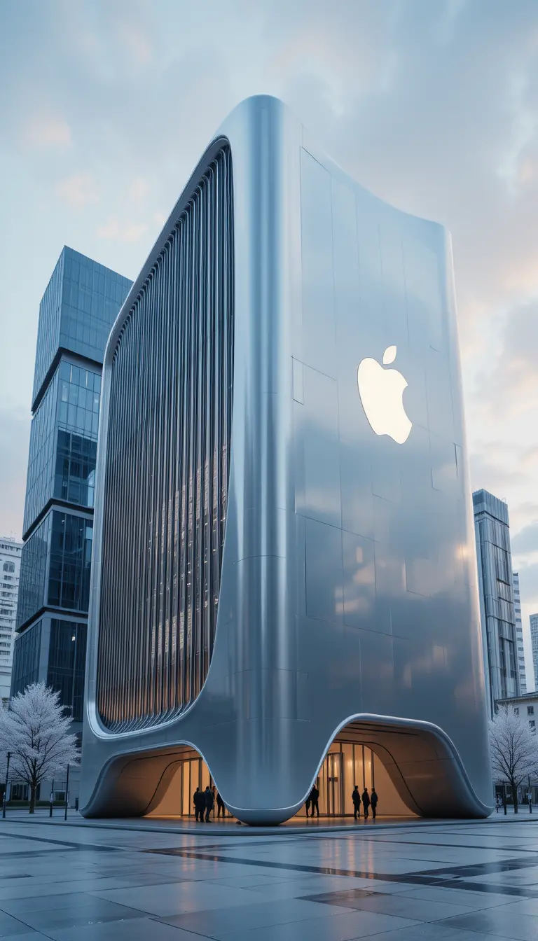 Futuristic aluminum tower inspired by modern computer design