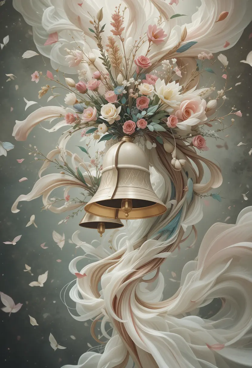 Elegant abstract bells in airy botanical digital art