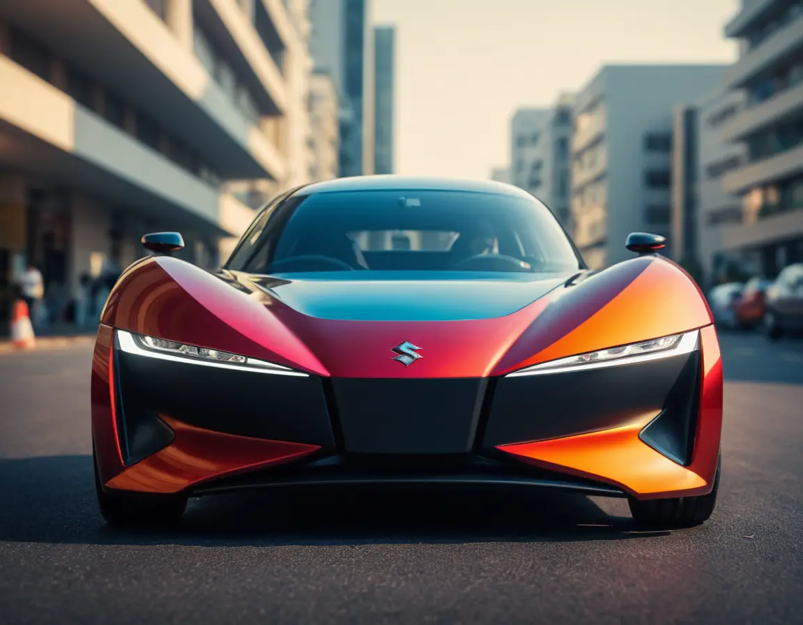 Futuristic Suzuki car close up in natural light
