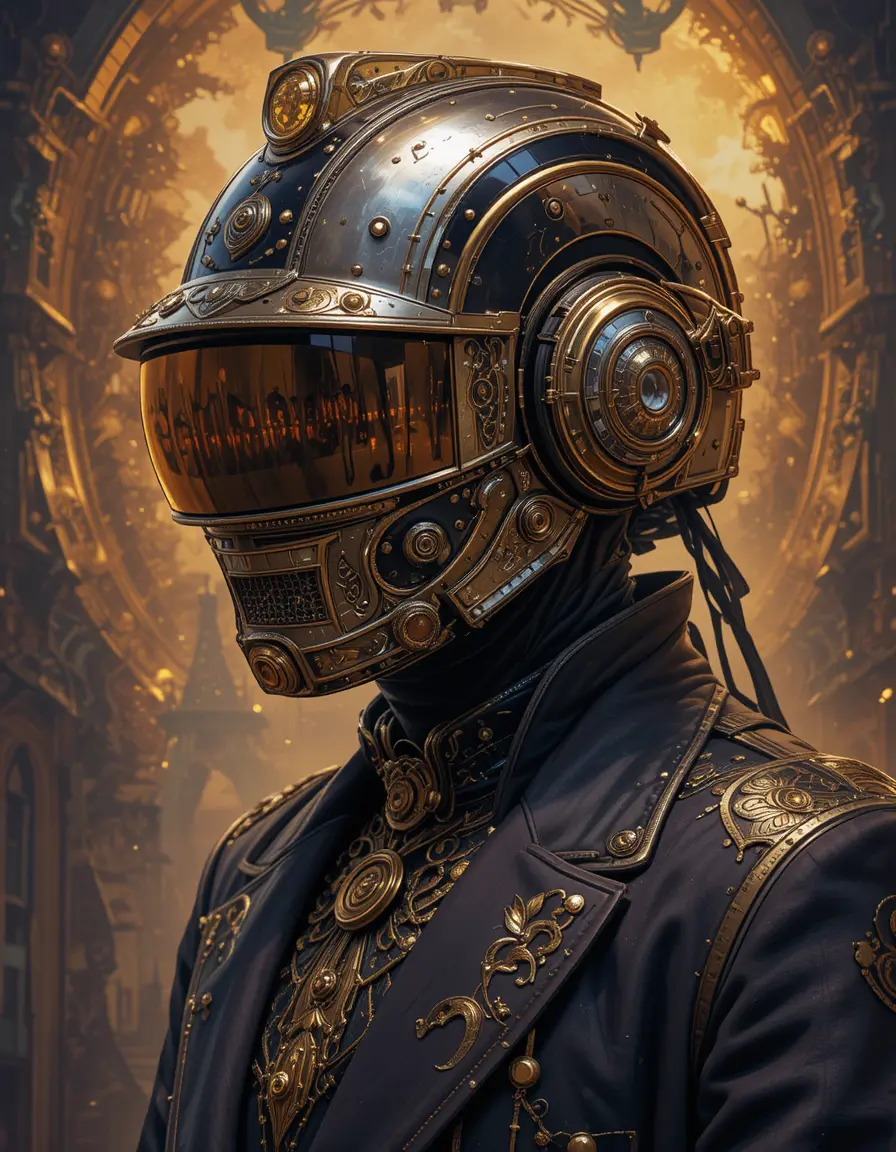 Digitales Porträt-Headshot inspiriert von futuristischem Helmdesign