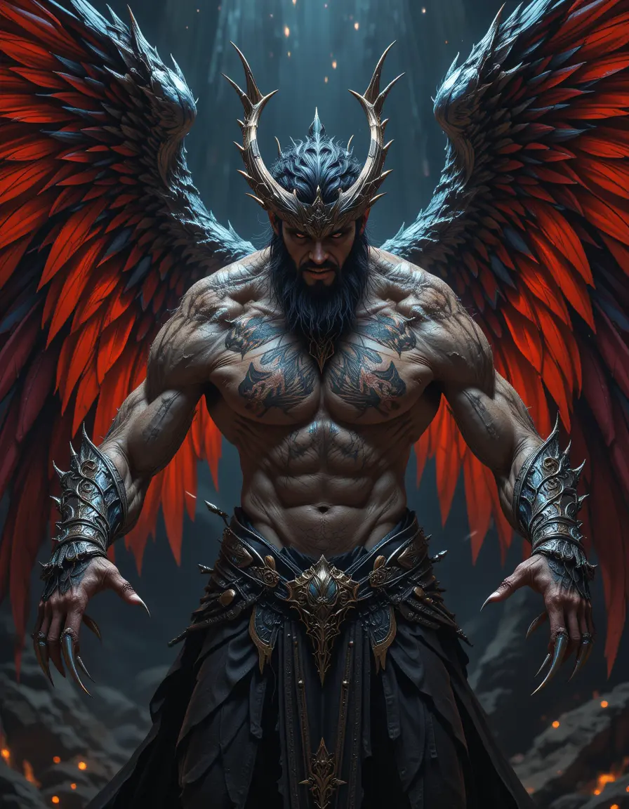 Majestic winged warrior with razor sharp claws
