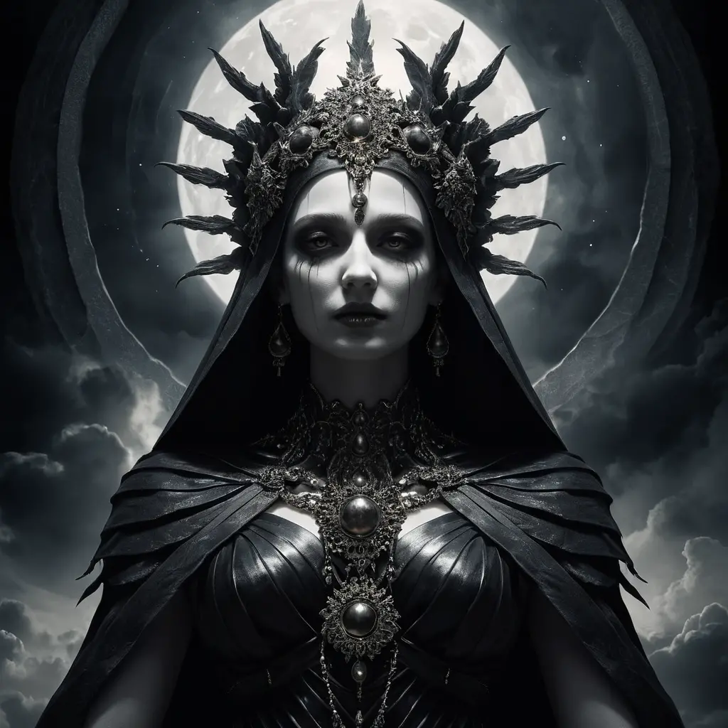 Goddess of light and darkness beyond the veil of death