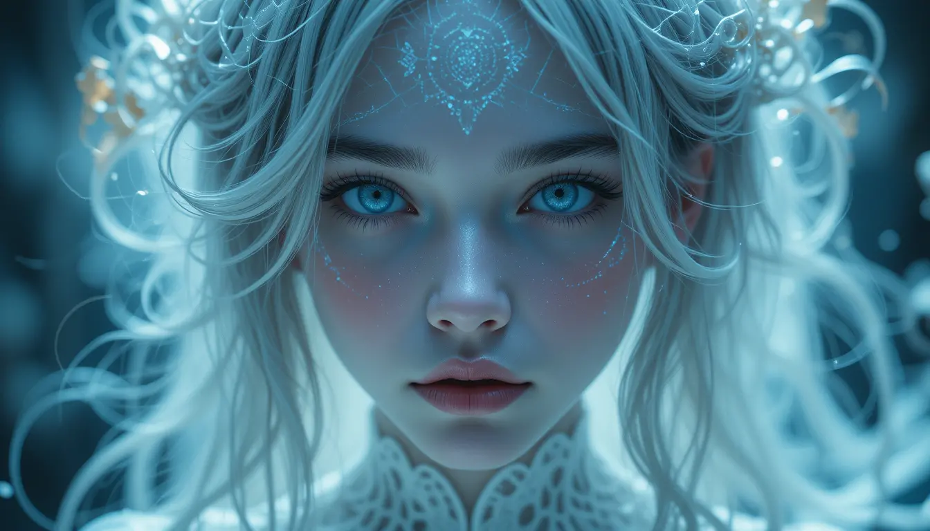 Mystical ethereal girl in a dreamy otherworldly close up