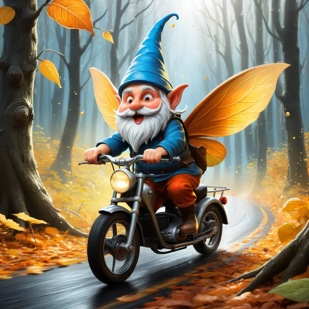 Gnome And Fairy Racing Snails Through A Sunny Forest