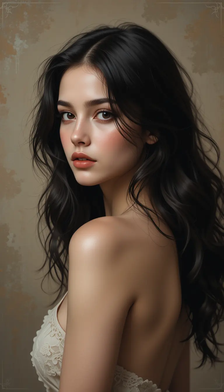 Side profile portrait of a contemplative young woman