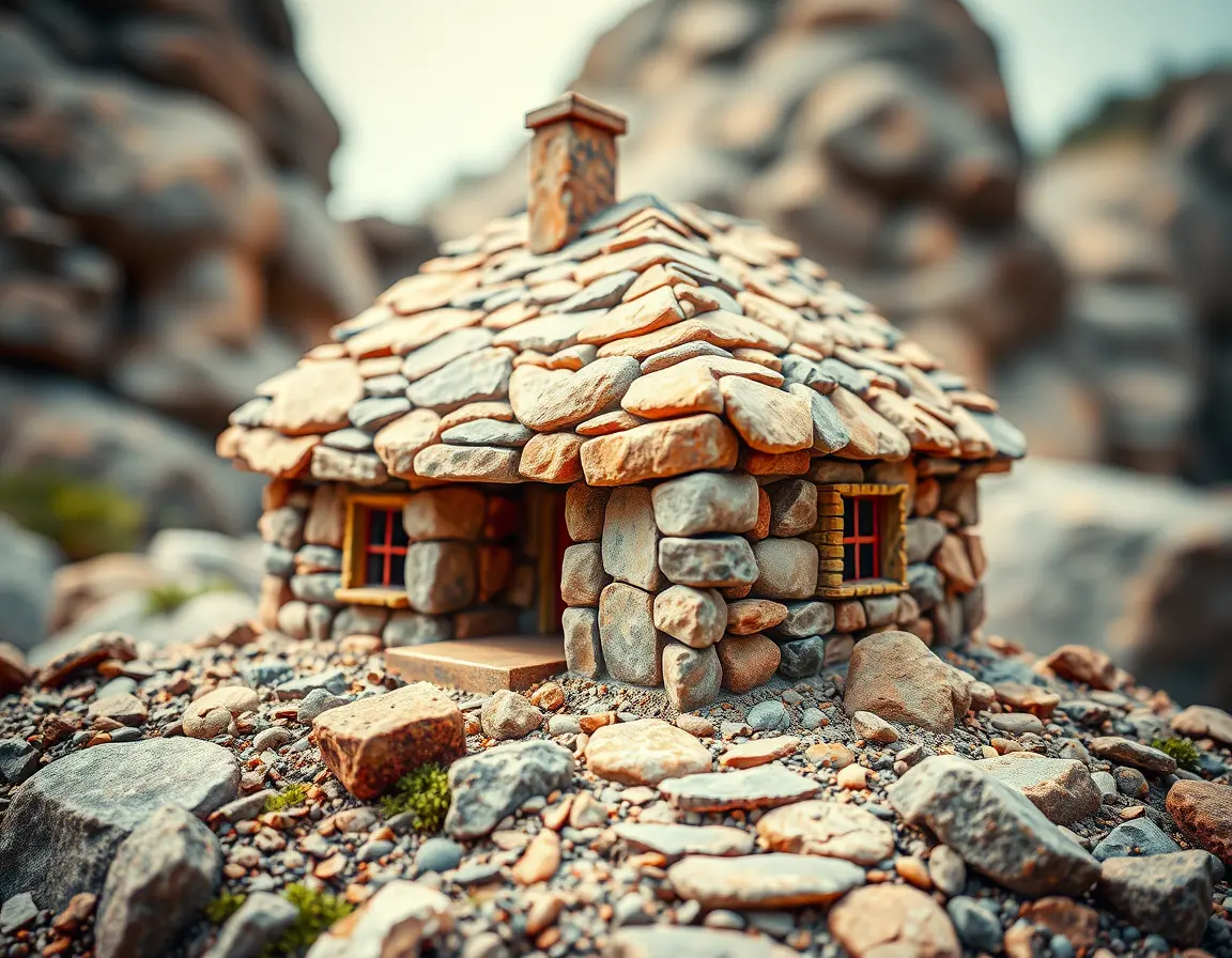 Stone House Macro In Geometric Pop Art Style