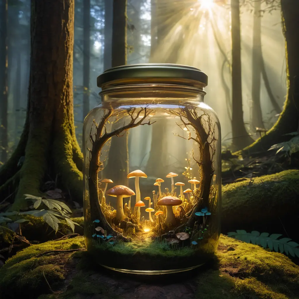 Misty Forest Jar Above A Hidden Fairy World