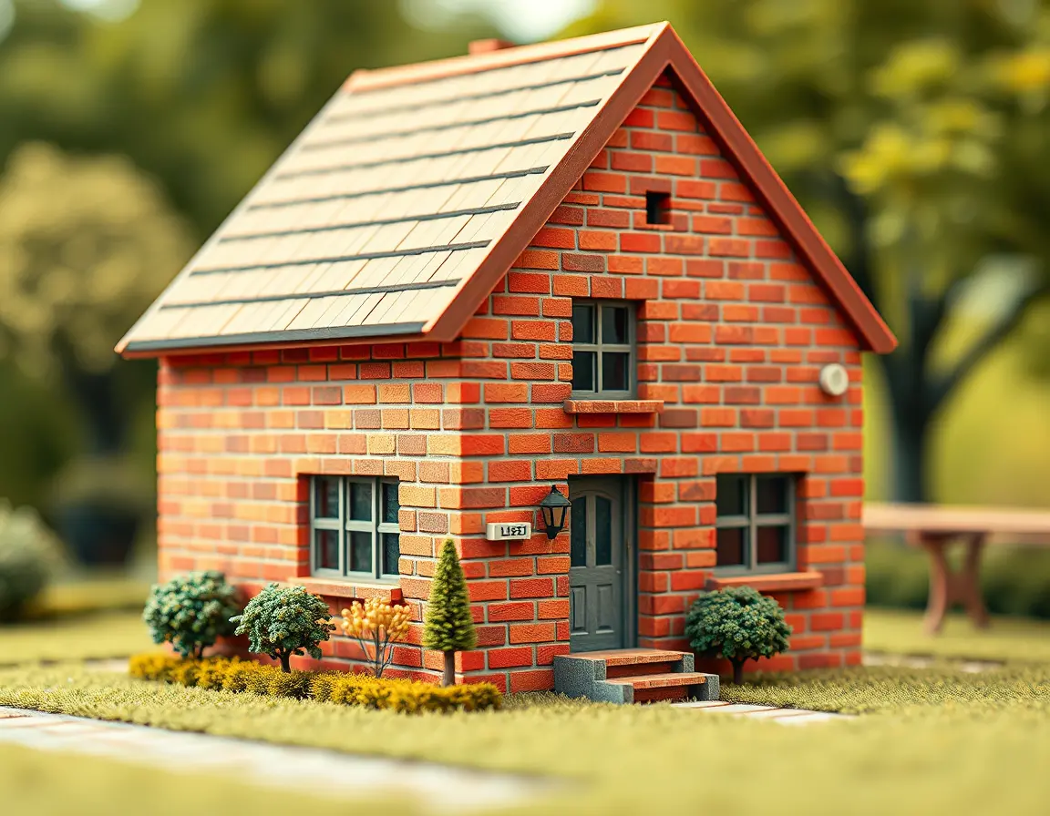 Macro digital pop art house made of bricks