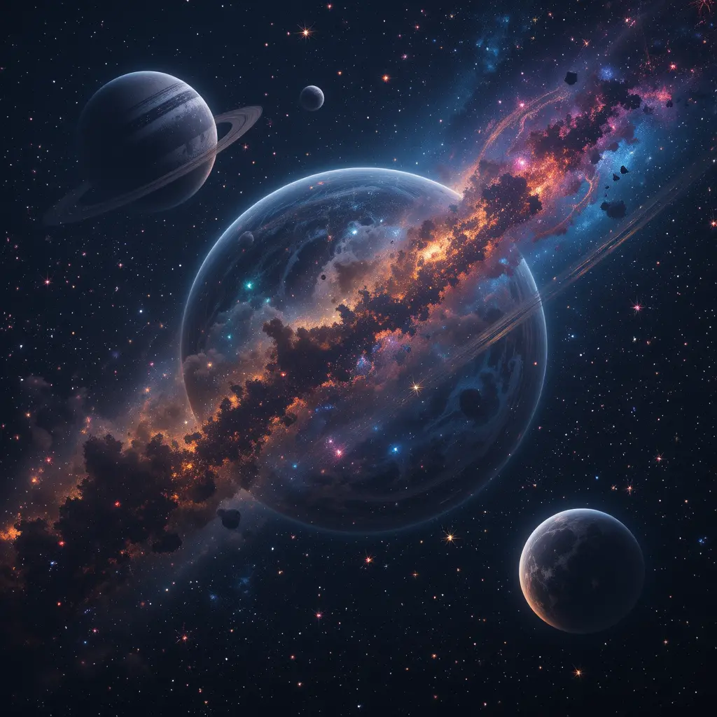 Celestial planets stars and galaxies in deep outer space