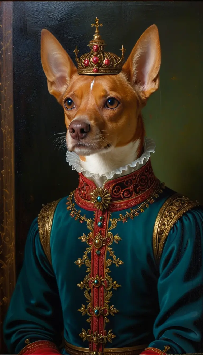 Frontal portrait in classic renaissance oil painting style