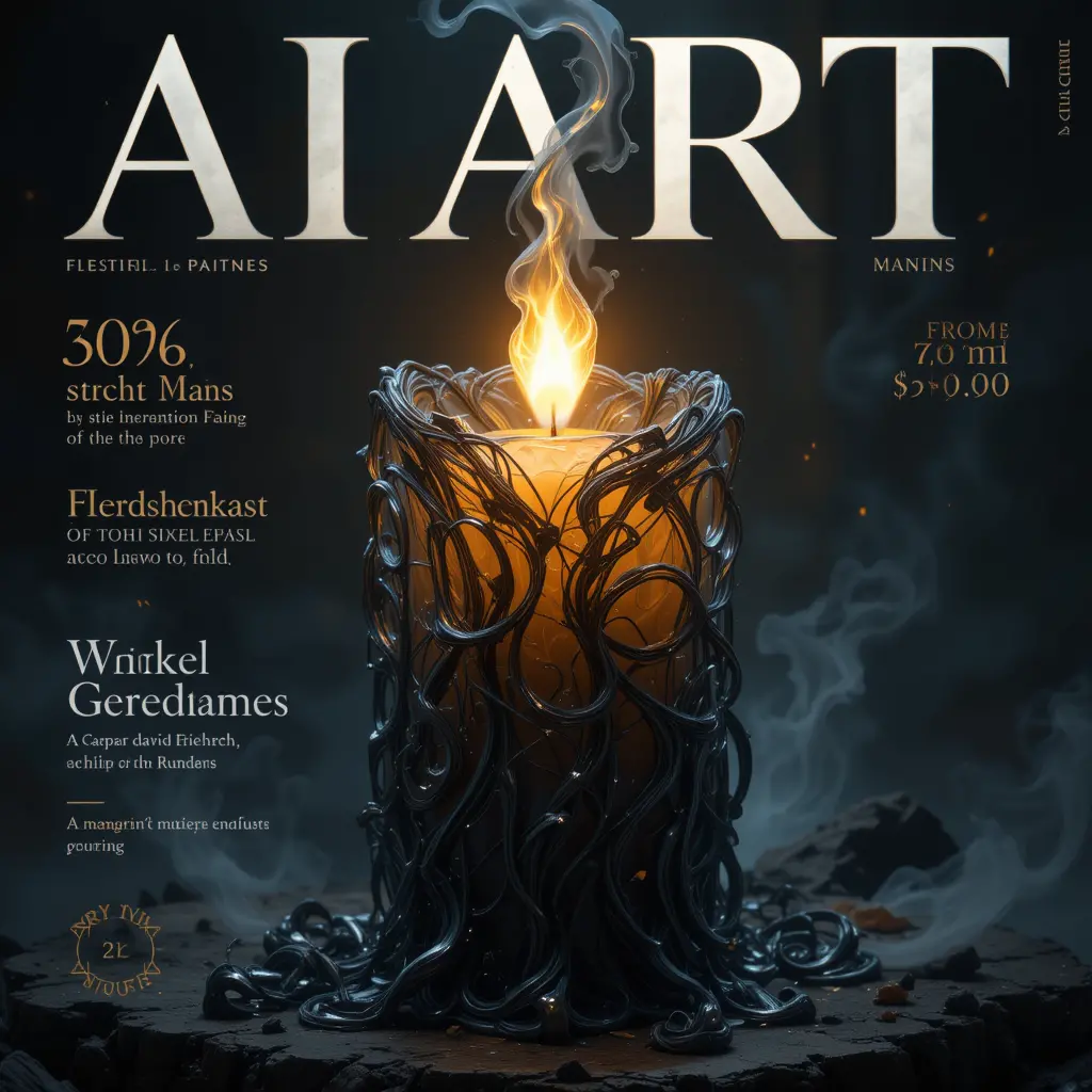 Glowing Black Candle With Ethereal Translucent Light