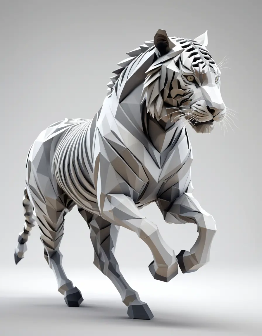 Dynamic 3D horse with geometric paper like texture
