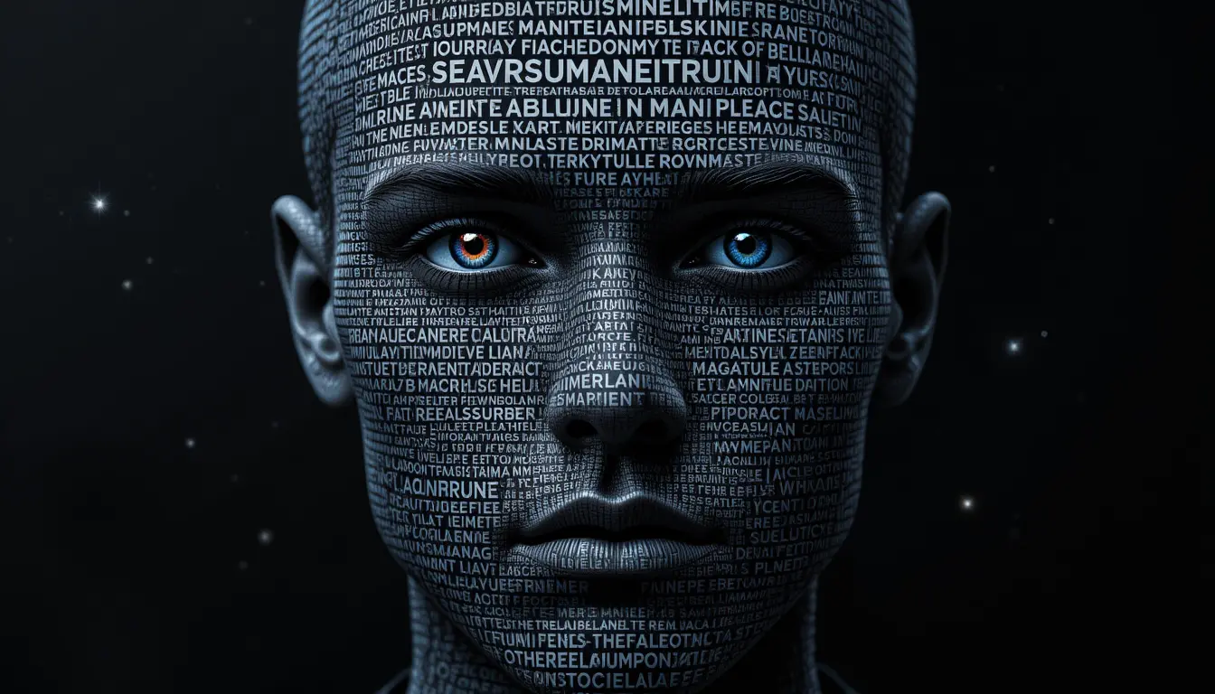 Typography face of a man with cosmic starry background