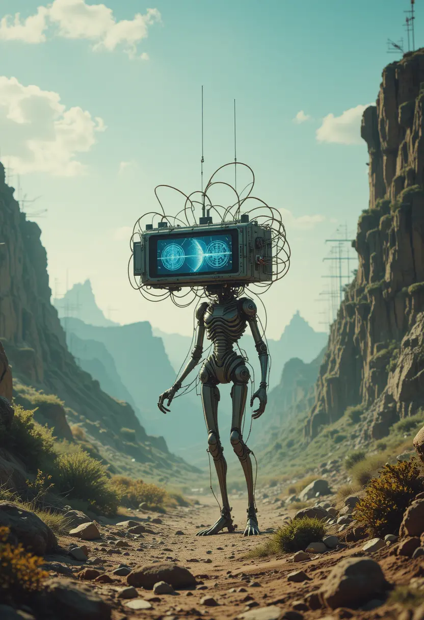 Abstract concept of alien technology as a human test