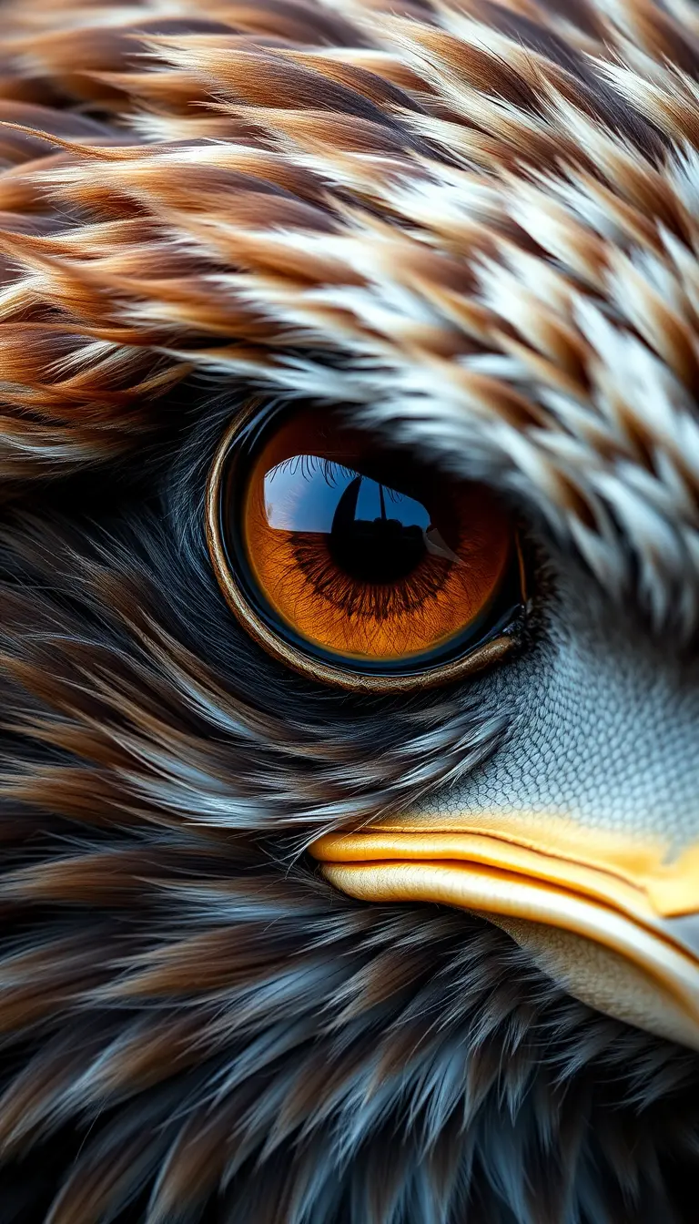 Extreme close up of a detailed eagle eye portrait
