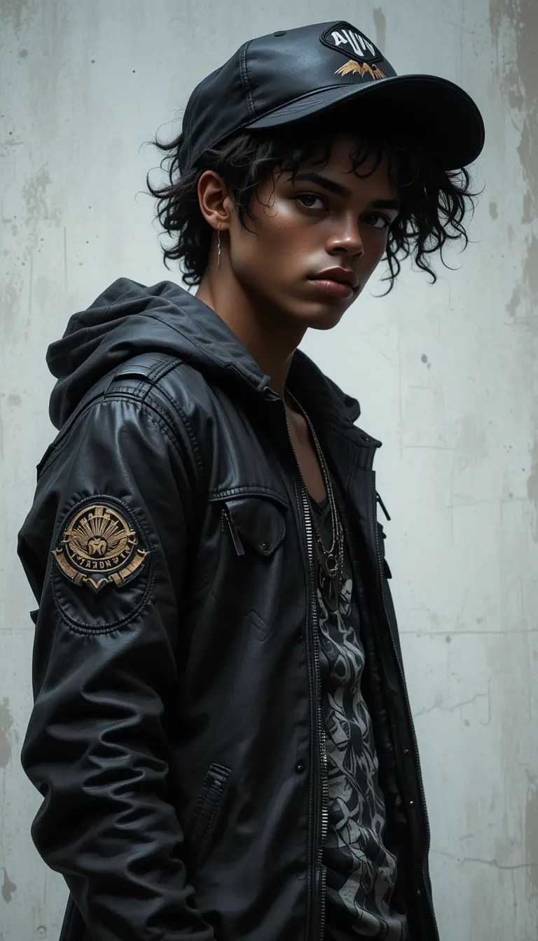 Punk teenage boy character in comic illustrated style