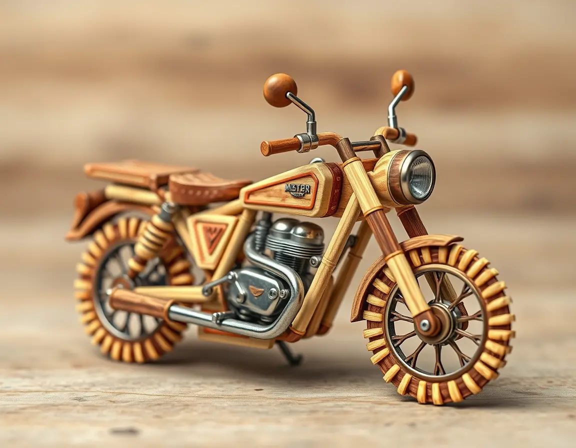 Photorealistic miniature ice cream stick motorcycle render