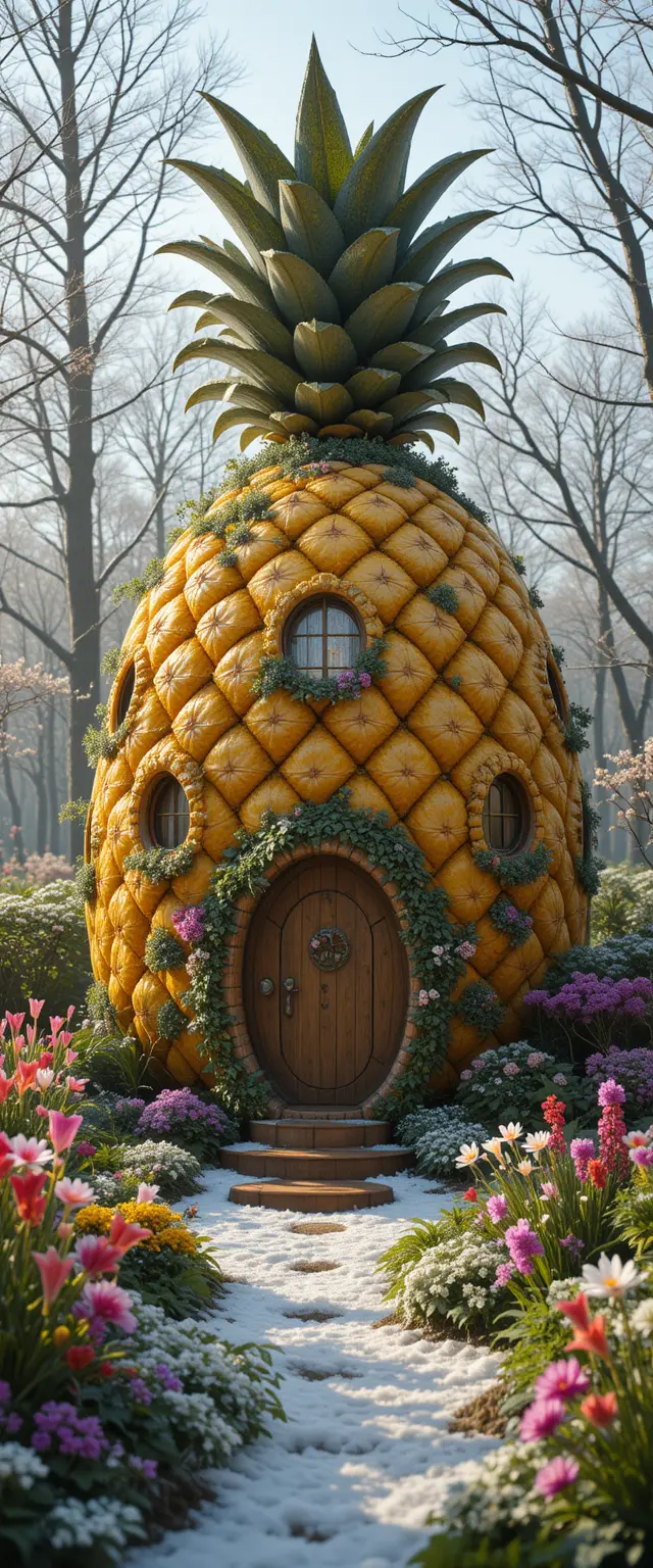Whimsical Pineapple Shaped House In A Fairy Garden