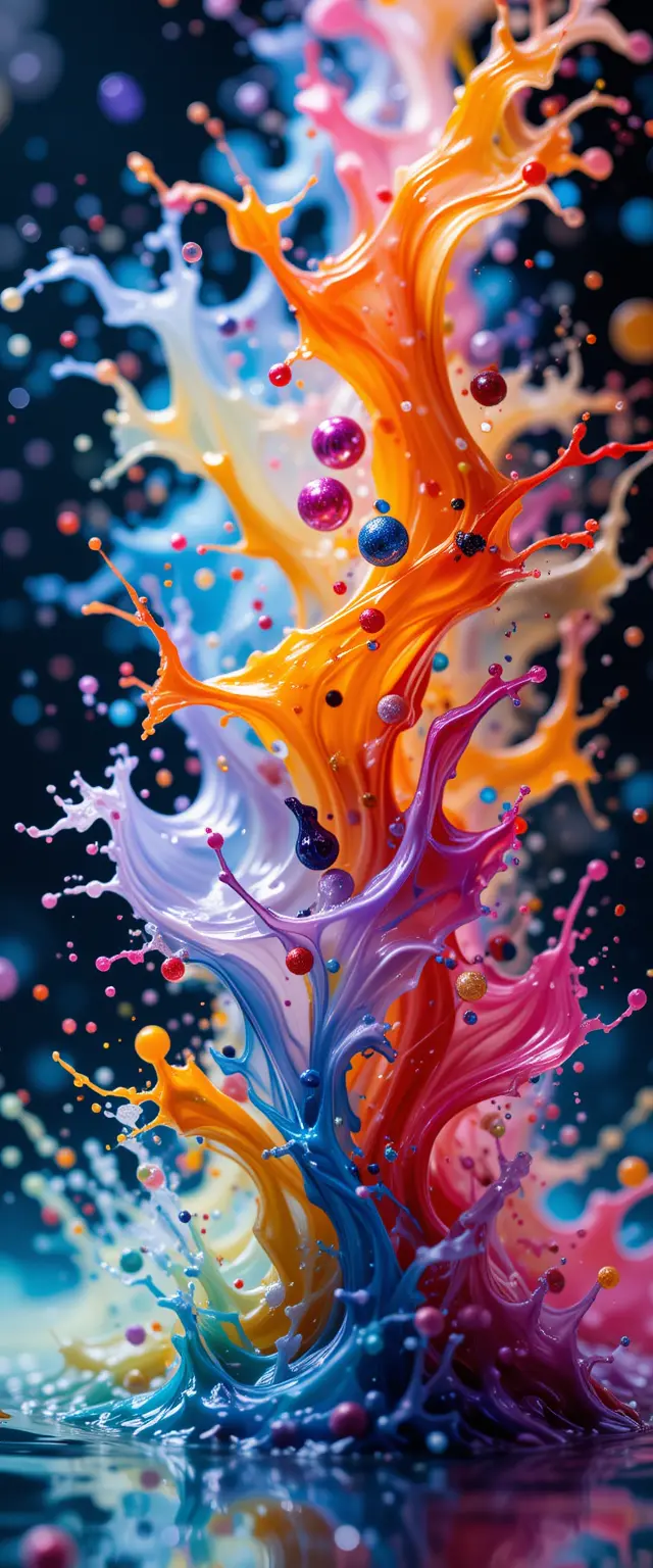 Dynamic liquid splash with abstract water bokeh background
