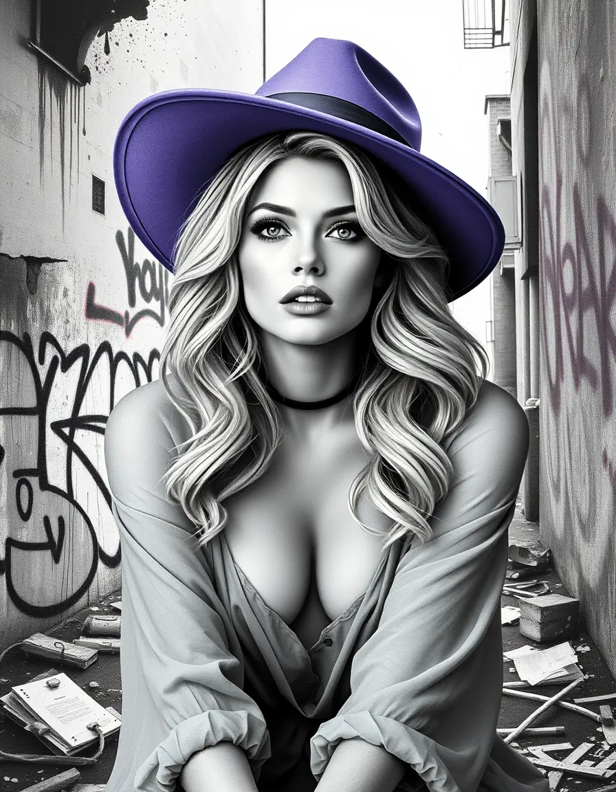 Monochrome collage of a woman in an urban street